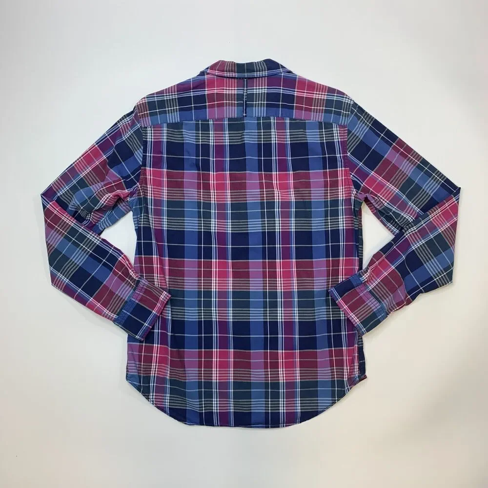 Banana Republic Shirt Mens S Small Multi Plaid Camden Fit Long Sleeve Button Up